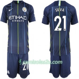 Camisolas de Futebol Manchester City David Silva 21 Criança Equipamento Alternativa 2018/19 Manga Curta